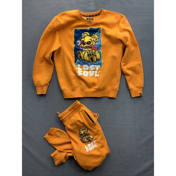 RSINE Other - RSINE Mens Lost Soul Embroidered Sweatsuit Outfit Jogging Set Orange Large